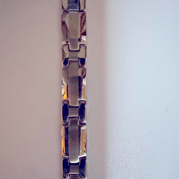 Silver Stainless Steel Rectangular Link Jewelry Bracelet - Picture 6 of 8